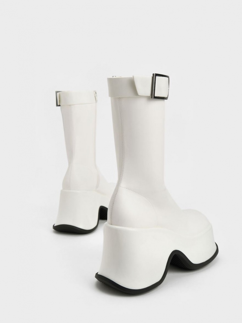 μποτα πλατφορμα Charles And Keith Carlisle ασπρα | 21480-TCWN