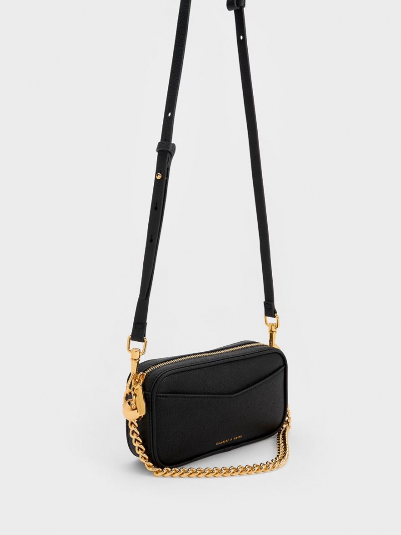 τσάντεσ χιαστί Charles And Keith Cayce Boxy μαυρα | 65913-MTZW