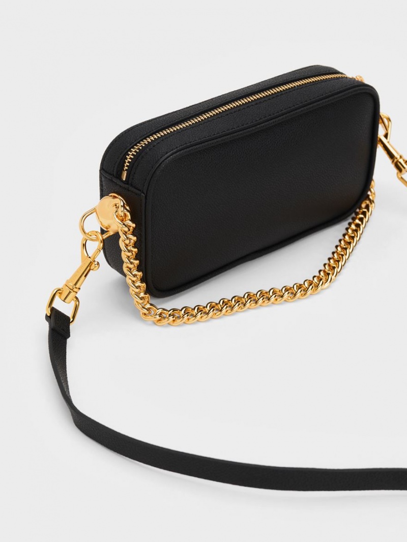 τσάντεσ χιαστί Charles And Keith Cayce Boxy μαυρα | 65913-MTZW