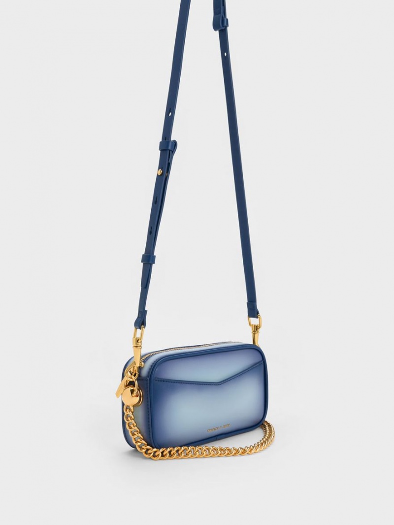 τσάντεσ χιαστί Charles And Keith Cayce Ombre Boxy σκουρο μπλε | 79564-ARKH