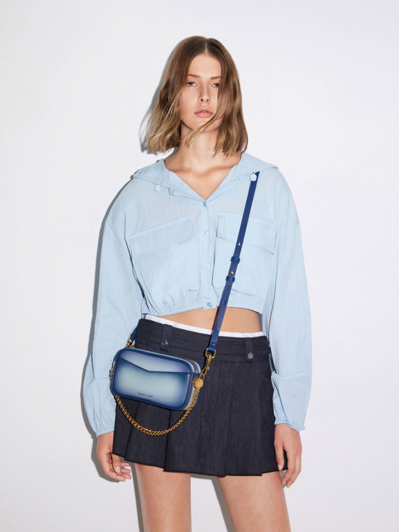 τσάντεσ χιαστί Charles And Keith Cayce Ombre Boxy σκουρο μπλε | 79564-ARKH