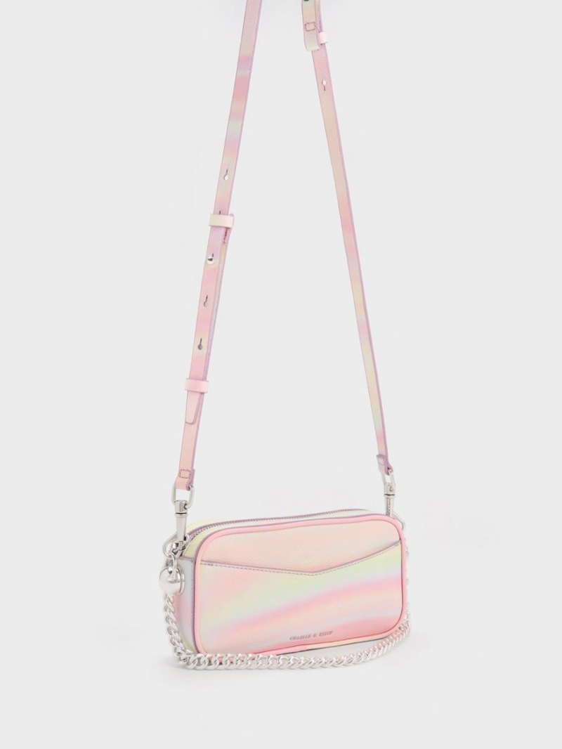 τσάντεσ χιαστί Charles And Keith Cayce Swirl-Print Boxy ροζ | 51763-PZUQ