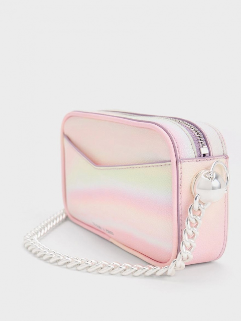 τσάντεσ χιαστί Charles And Keith Cayce Swirl-Print Boxy ροζ | 51763-PZUQ