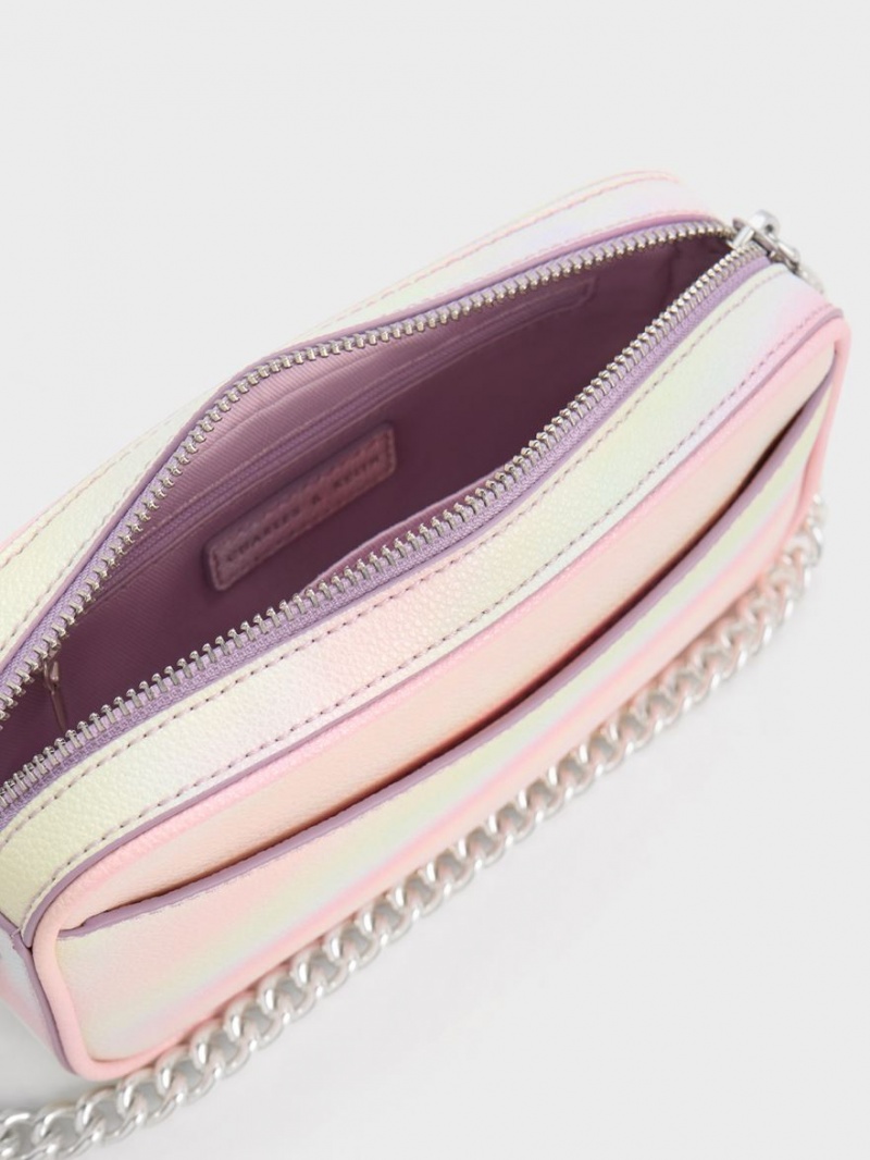 τσάντεσ χιαστί Charles And Keith Cayce Swirl-Print Boxy ροζ | 51763-PZUQ