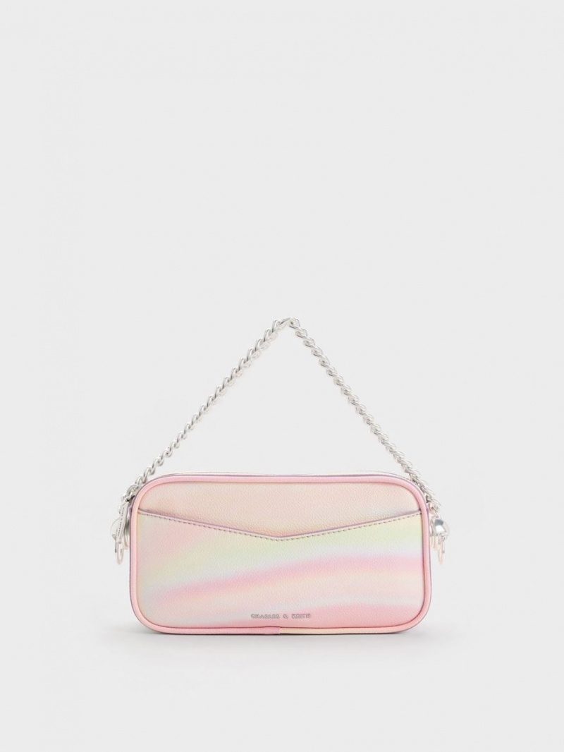 τσάντεσ χιαστί Charles And Keith Cayce Swirl-Print Boxy ροζ | 51763-PZUQ