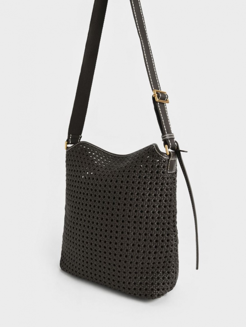 τσάντεσ ώμου Charles And Keith Cecily Woven Large μαυρα | 83527-ZDJO