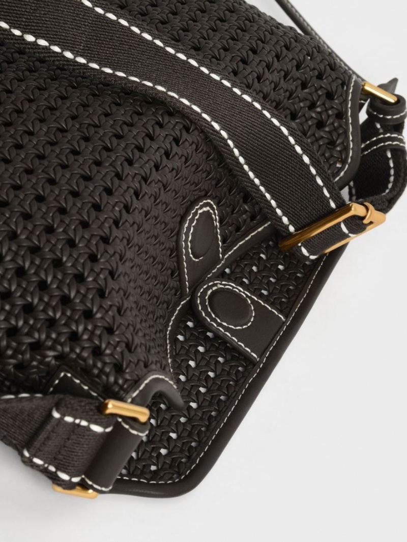τσάντεσ ώμου Charles And Keith Cecily Woven Large μαυρα | 83527-ZDJO