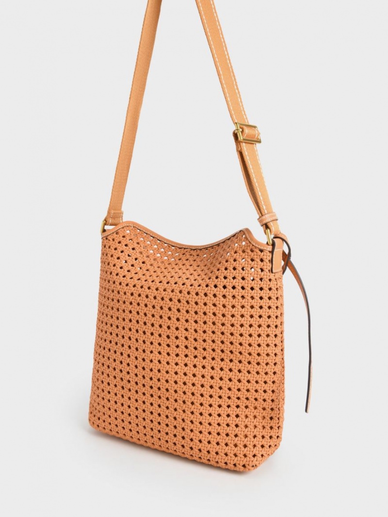 τσάντεσ ώμου Charles And Keith Cecily Woven Large πορτοκαλι | 83065-CIHF