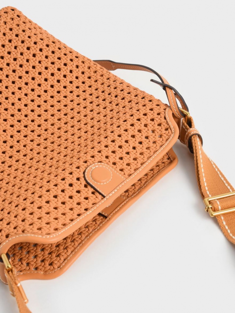 τσάντεσ ώμου Charles And Keith Cecily Woven Large πορτοκαλι | 83065-CIHF