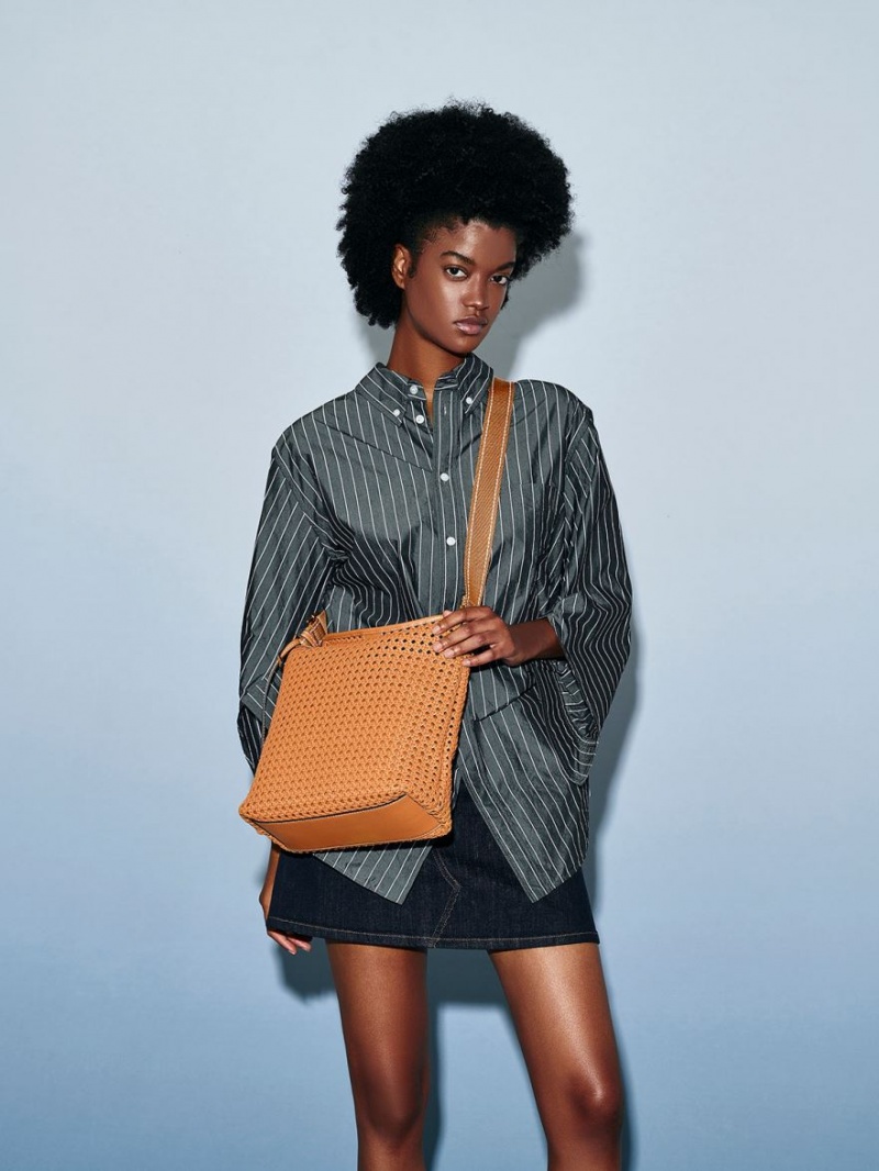 τσάντεσ ώμου Charles And Keith Cecily Woven Large πορτοκαλι | 83065-CIHF