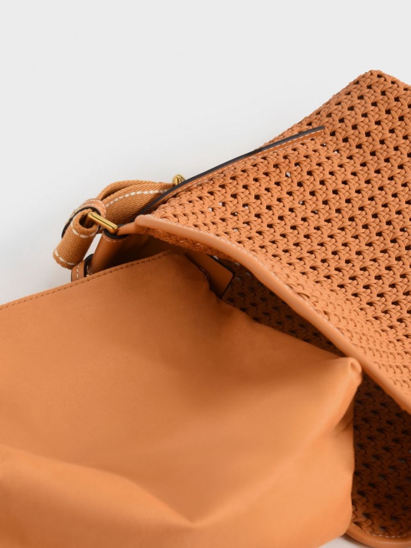 τσάντεσ ώμου Charles And Keith Cecily Woven Large πορτοκαλι | 83065-CIHF