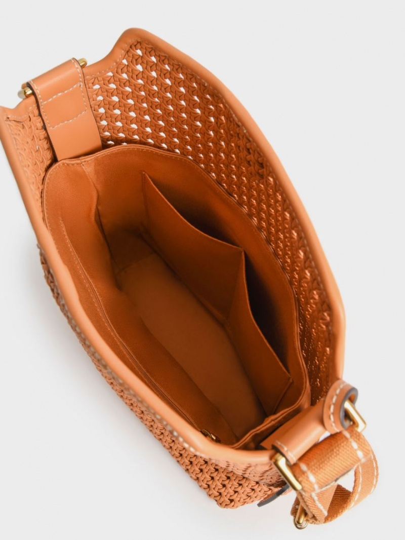 τσάντεσ ώμου Charles And Keith Cecily Woven Large πορτοκαλι | 83065-CIHF
