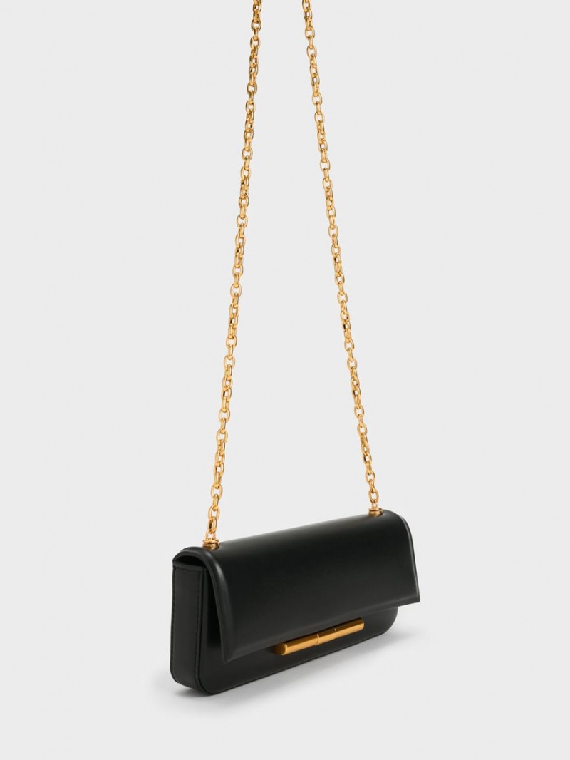 τσάντεσ ώμου Charles And Keith Cesia Chain λουρακια μαυρα | 71056-RCQT