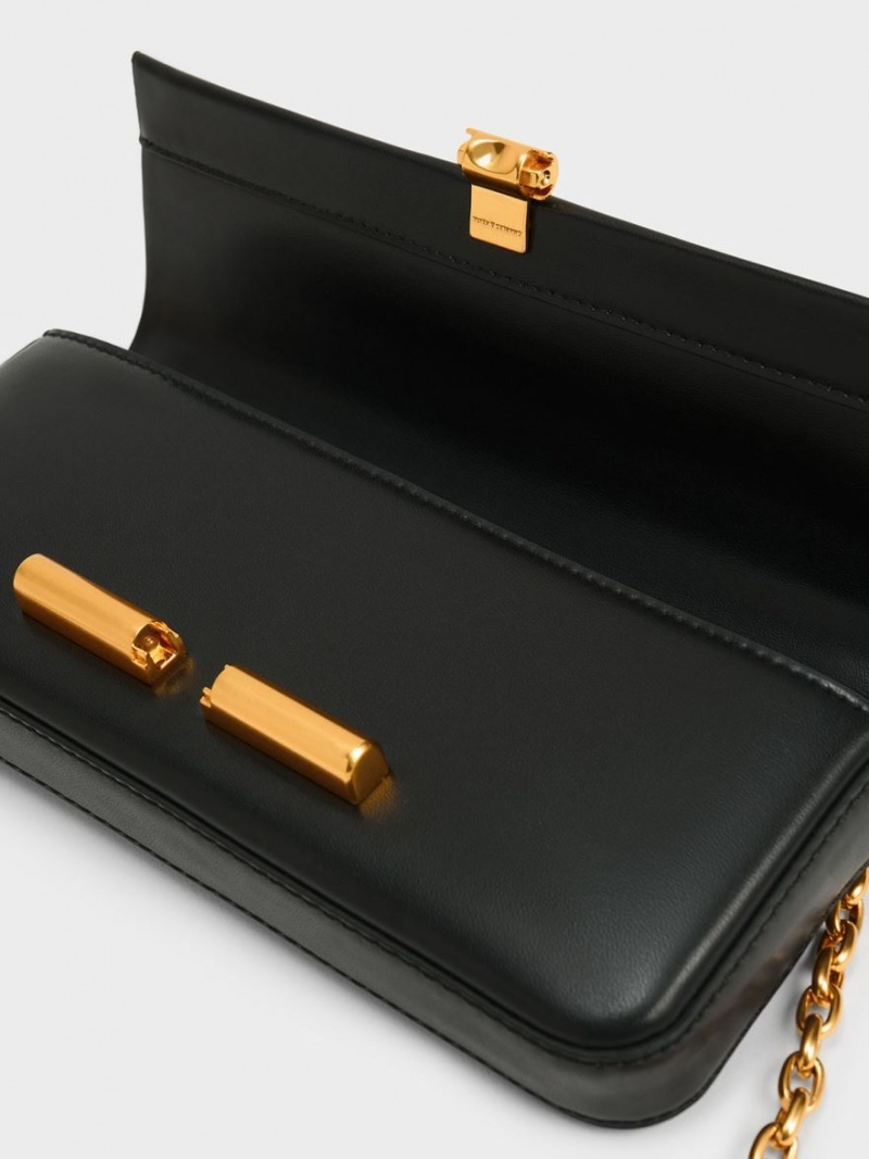 τσάντεσ ώμου Charles And Keith Cesia Chain λουρακια μαυρα | 71056-RCQT