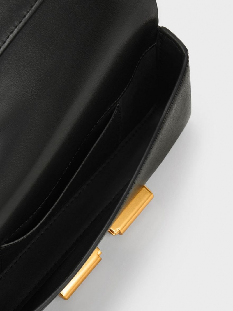 τσάντεσ ώμου Charles And Keith Cesia Chain λουρακια μαυρα | 71056-RCQT