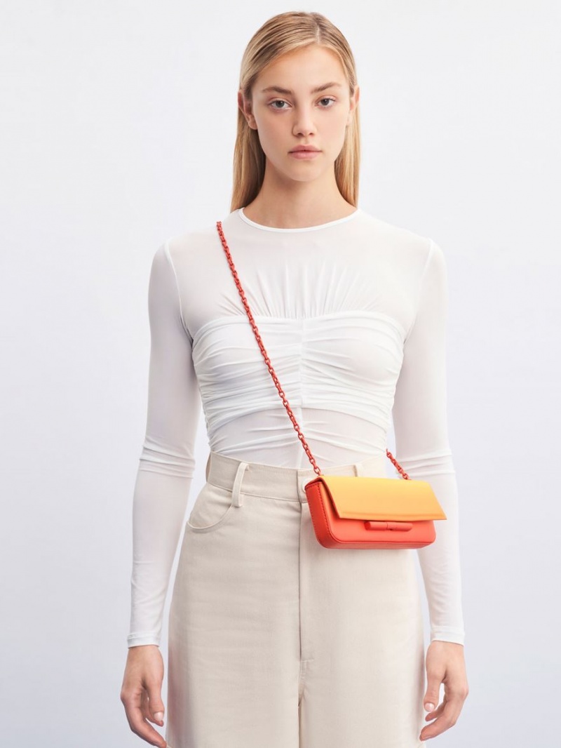 τσάντεσ ώμου Charles And Keith Cesia Chain λουρακια πορτοκαλι | 86421-XASM