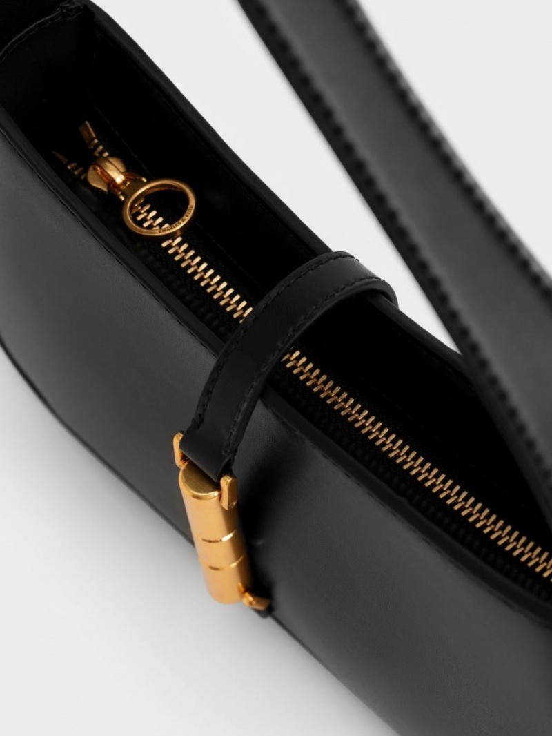 τσάντεσ ώμου Charles And Keith Cesia Metallic Accent μαυρα | 98642-MIGA