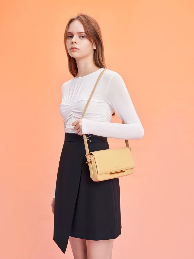 τσάντεσ χιαστί Charles And Keith Cesia Μπεζ | 98517-MLBQ