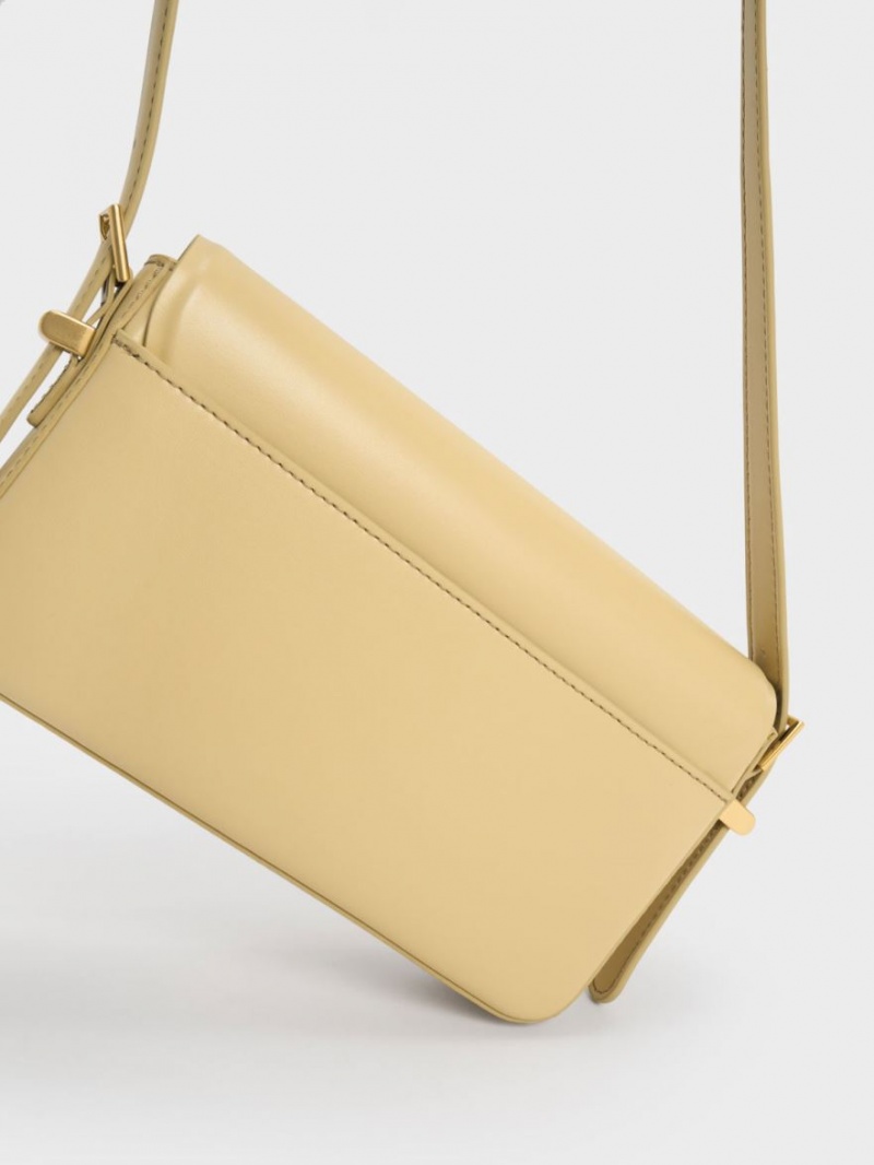 τσάντεσ χιαστί Charles And Keith Cesia Μπεζ | 98517-MLBQ