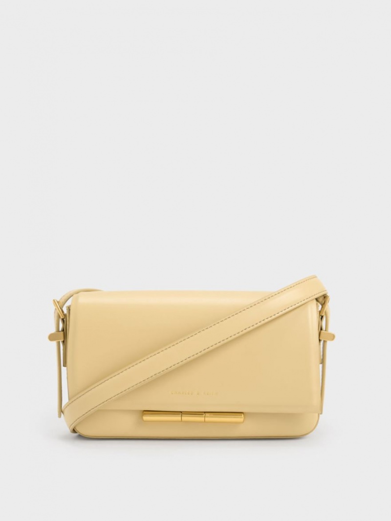 τσάντεσ χιαστί Charles And Keith Cesia Μπεζ | 98517-MLBQ