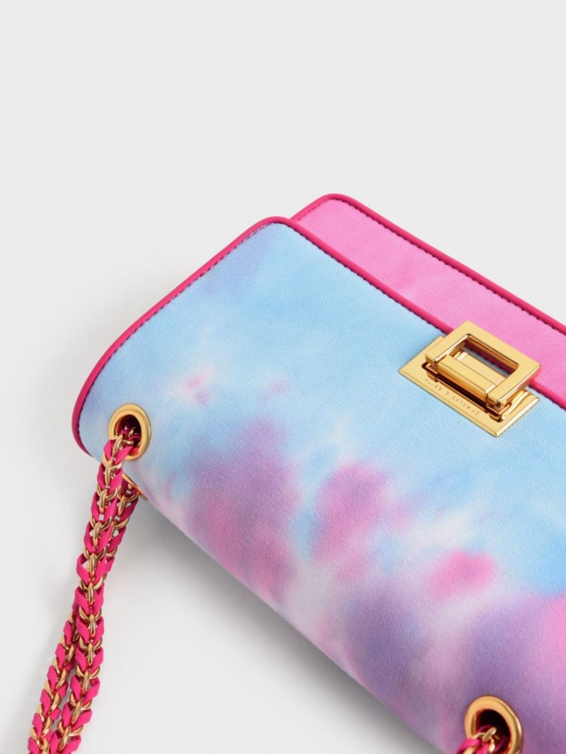 τσάντεσ ώμου Charles And Keith Chain Handle Tie-Dye φουξια | 37290-LGRN