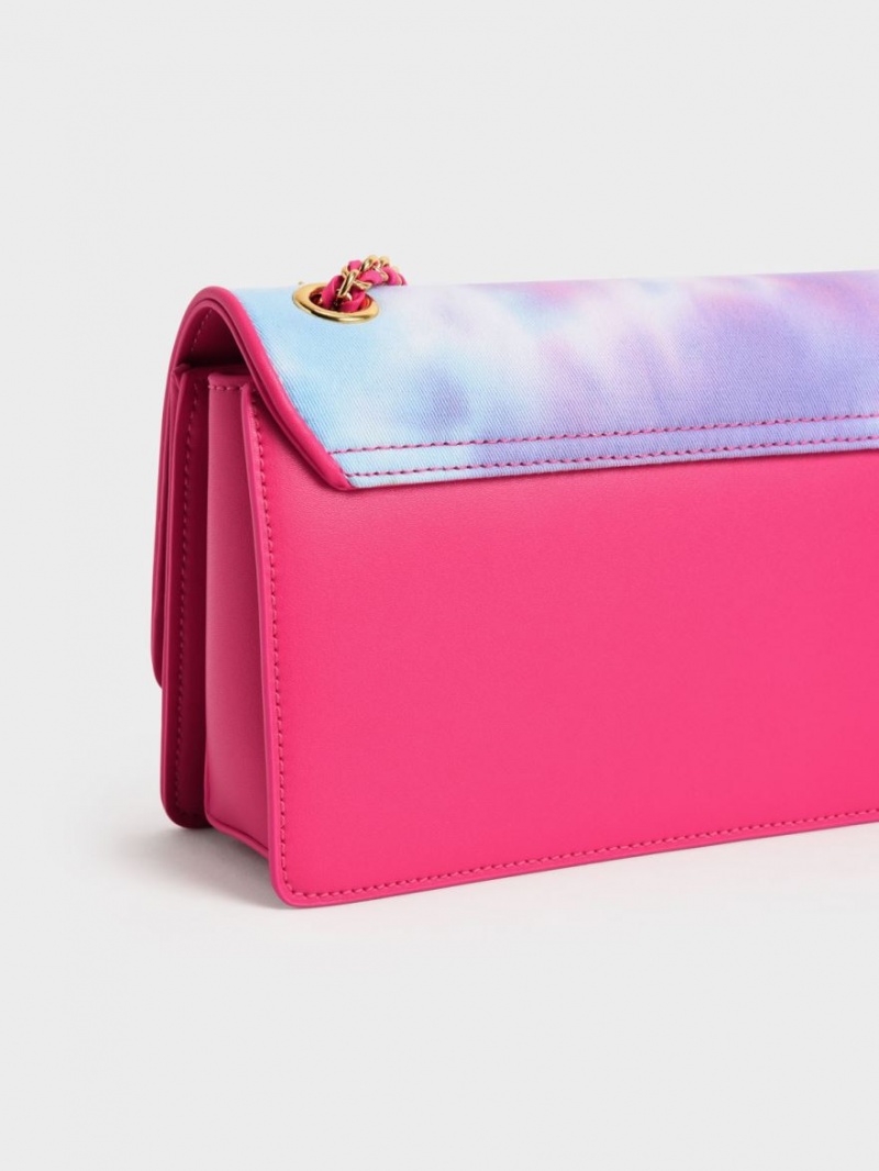τσάντεσ ώμου Charles And Keith Chain Handle Tie-Dye φουξια | 37290-LGRN
