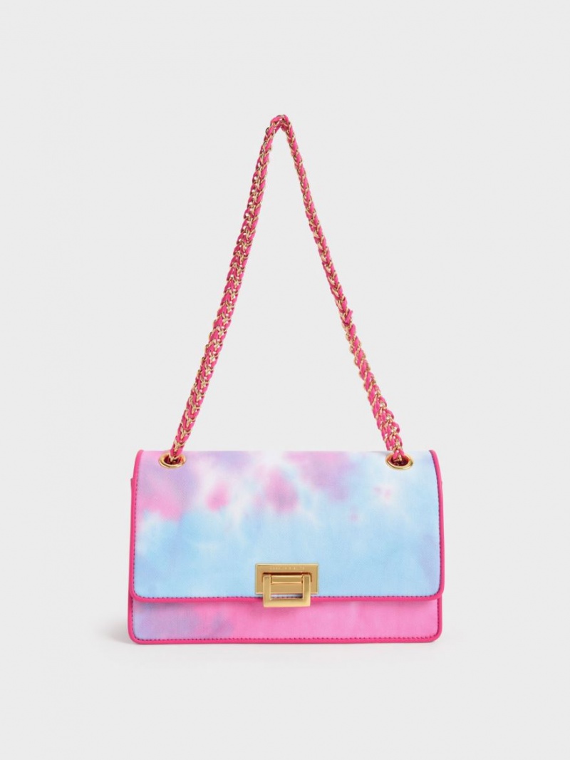 τσάντεσ ώμου Charles And Keith Chain Handle Tie-Dye φουξια | 37290-LGRN