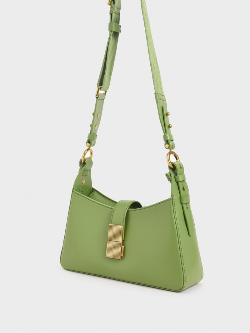 τσάντεσ ώμου Charles And Keith Chain Handle πρασινο | 18059-SKWL