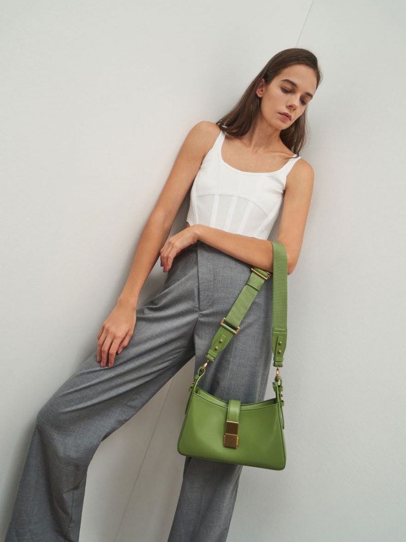 τσάντεσ ώμου Charles And Keith Chain Handle πρασινο | 18059-SKWL