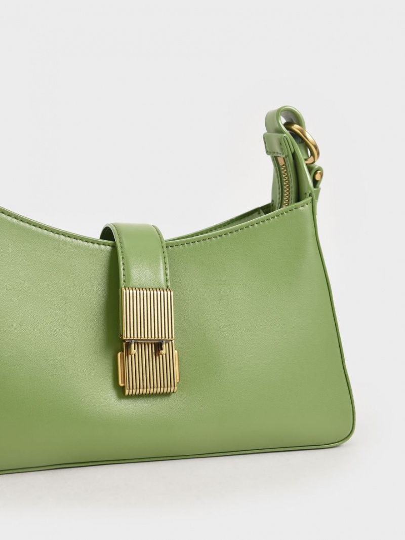 τσάντεσ ώμου Charles And Keith Chain Handle πρασινο | 18059-SKWL
