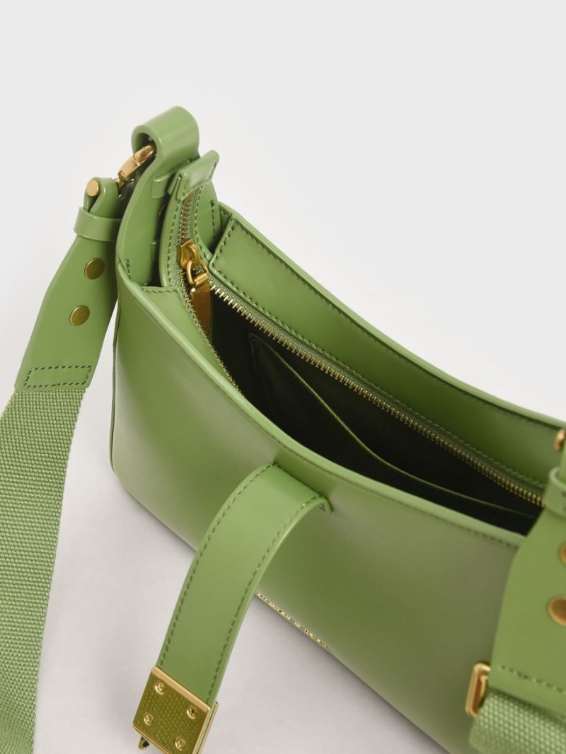 τσάντεσ ώμου Charles And Keith Chain Handle πρασινο | 18059-SKWL