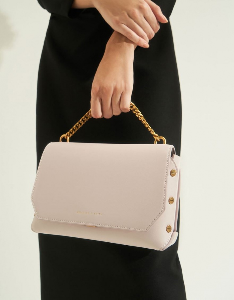 τσάντεσ ώμου Charles And Keith Chain Handle ροζ | 50679-GYKB