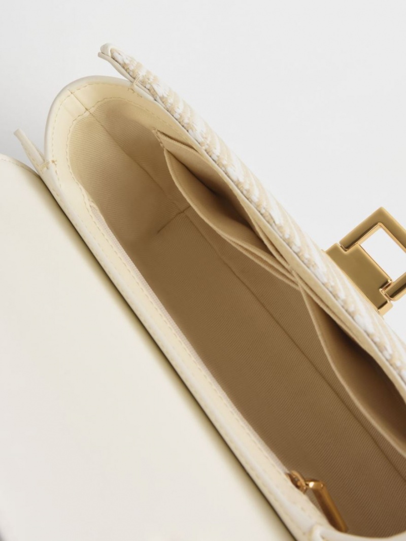 τσάντεσ ώμου Charles And Keith Chain Handle ασπρα | 64319-ESAL