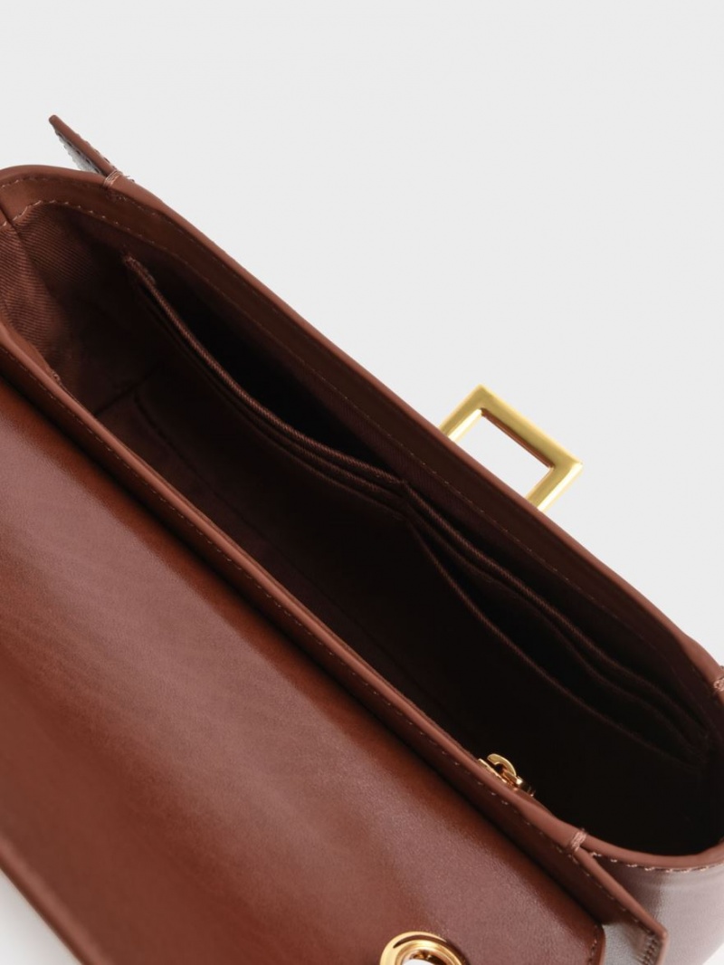 τσάντεσ ώμου Charles And Keith Chain Handle σοκολάτα | 69041-ZFVY