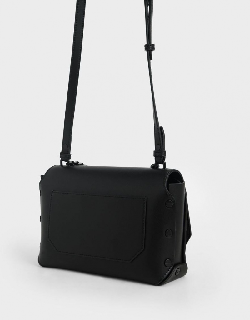 τσάντεσ ώμου Charles And Keith Chain Handle μαυρα | 87620-BHKM