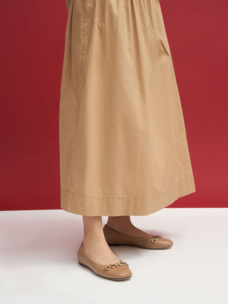 Παπουτσια Μπαλαρινεσ Charles And Keith Chain Link καφε | 04928-DBPJ