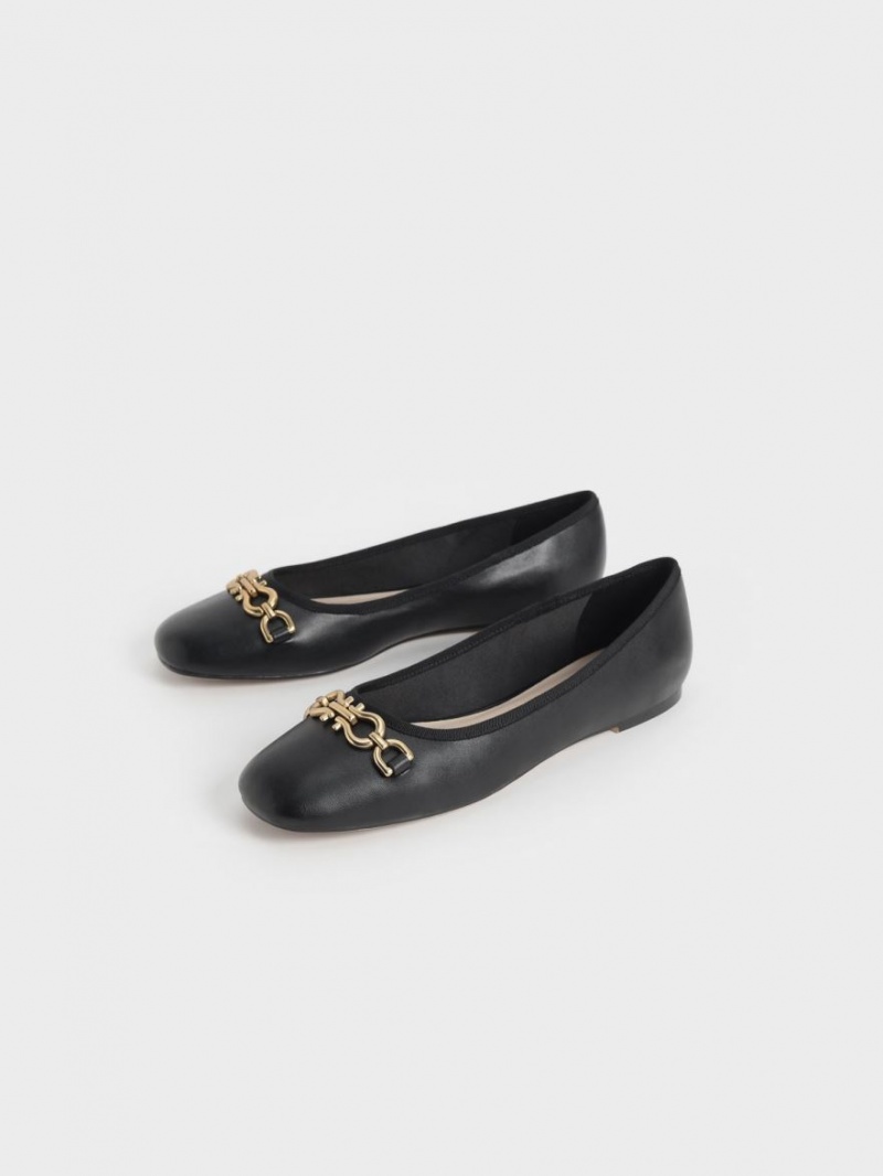 Παπουτσια Μπαλαρινεσ Charles And Keith Chain Link μαυρα | 35920-BXOR