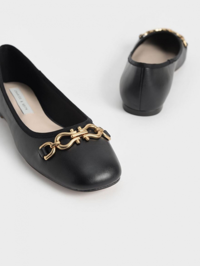 Παπουτσια Μπαλαρινεσ Charles And Keith Chain Link μαυρα | 35920-BXOR