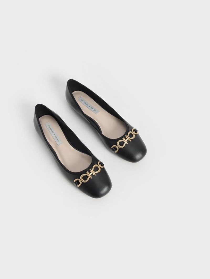 Παπουτσια Μπαλαρινεσ Charles And Keith Chain Link μαυρα | 35920-BXOR