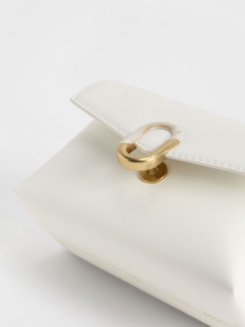τσάντεσ χιαστί Charles And Keith Chain λουρακια Envelope ασπρα | 25064-SJYE