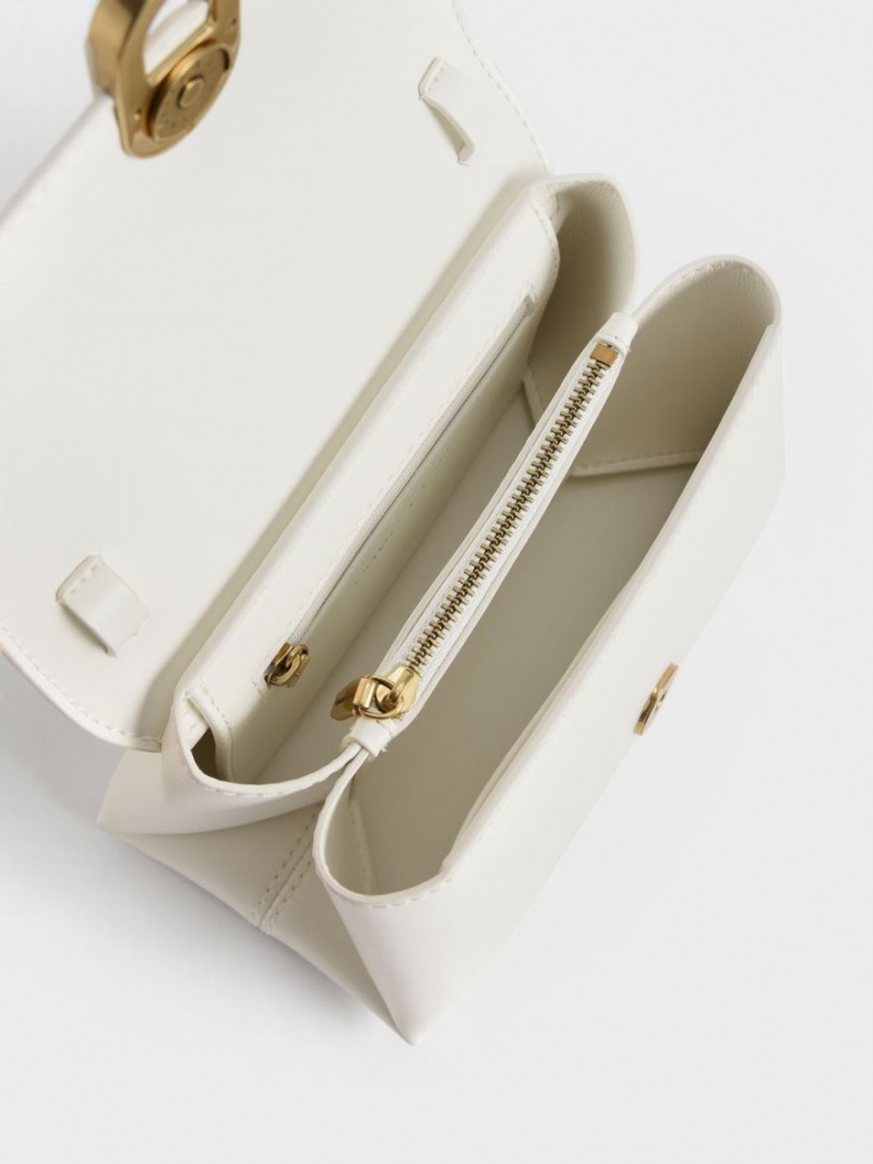 τσάντεσ χιαστί Charles And Keith Chain λουρακια Envelope ασπρα | 25064-SJYE