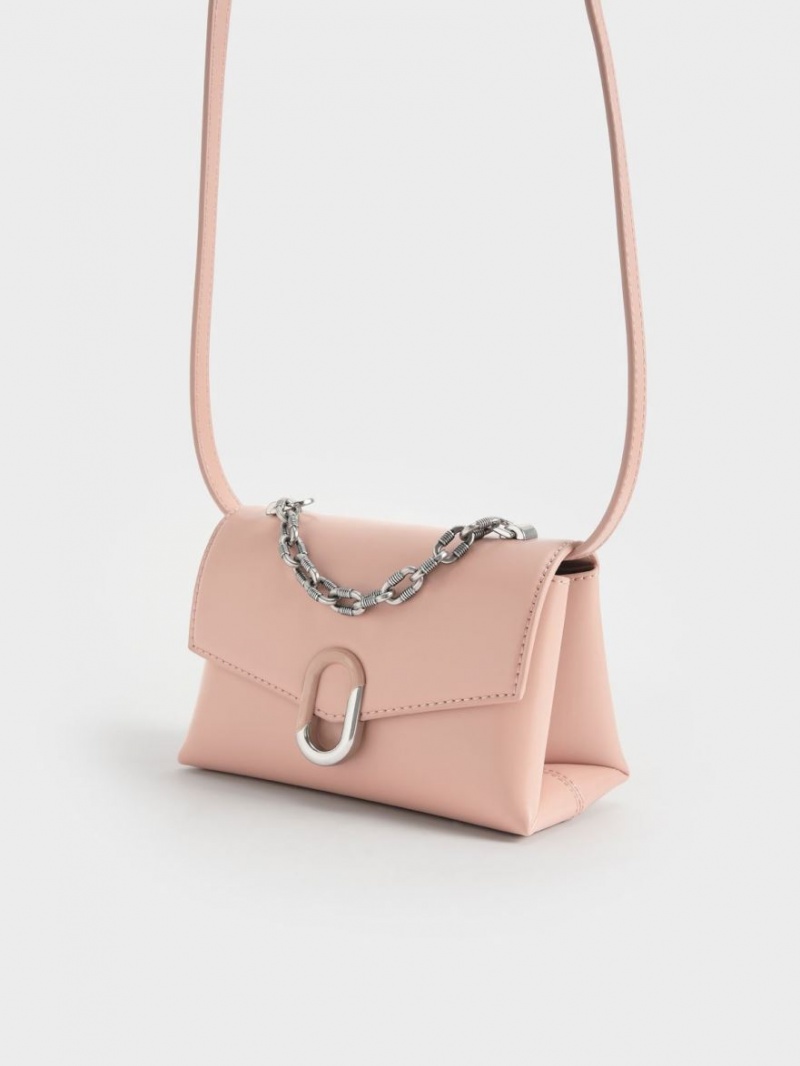 τσάντεσ χιαστί Charles And Keith Chain λουρακια Envelope ροζ | 83546-AMOT