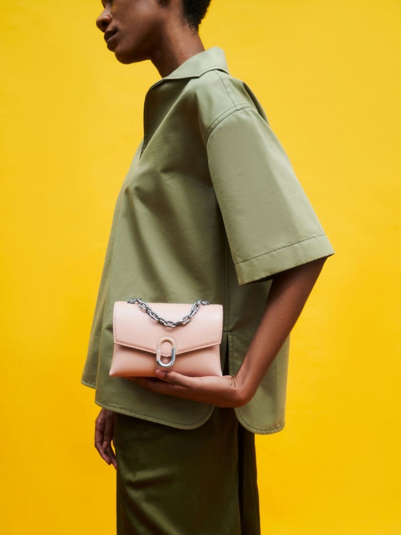 τσάντεσ χιαστί Charles And Keith Chain λουρακια Envelope ροζ | 83546-AMOT