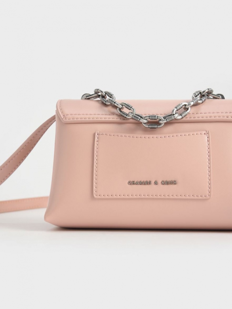τσάντεσ χιαστί Charles And Keith Chain λουρακια Envelope ροζ | 83546-AMOT