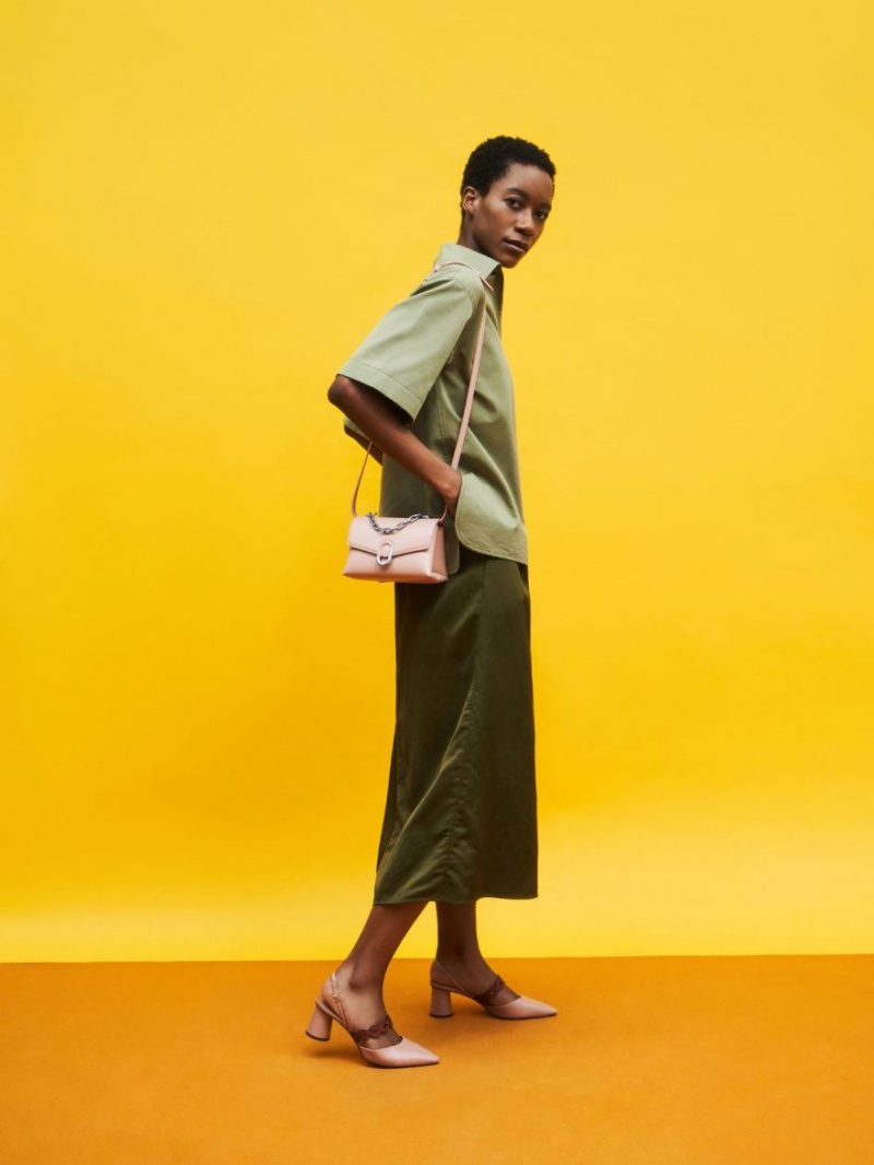 τσάντεσ χιαστί Charles And Keith Chain λουρακια Envelope ροζ | 83546-AMOT
