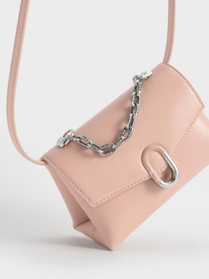 τσάντεσ χιαστί Charles And Keith Chain λουρακια Envelope ροζ | 83546-AMOT