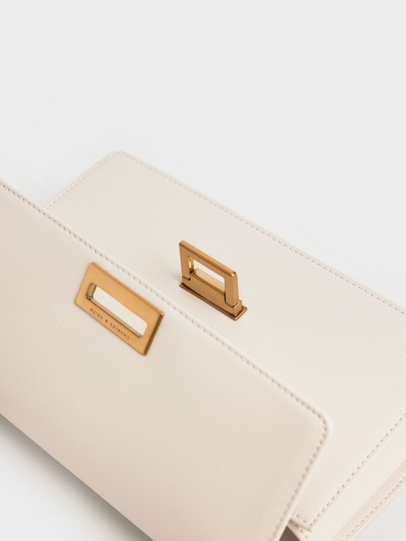 τσάντεσ ώμου Charles And Keith Chain λουρακια Evening κρέμα | 52419-HAGE