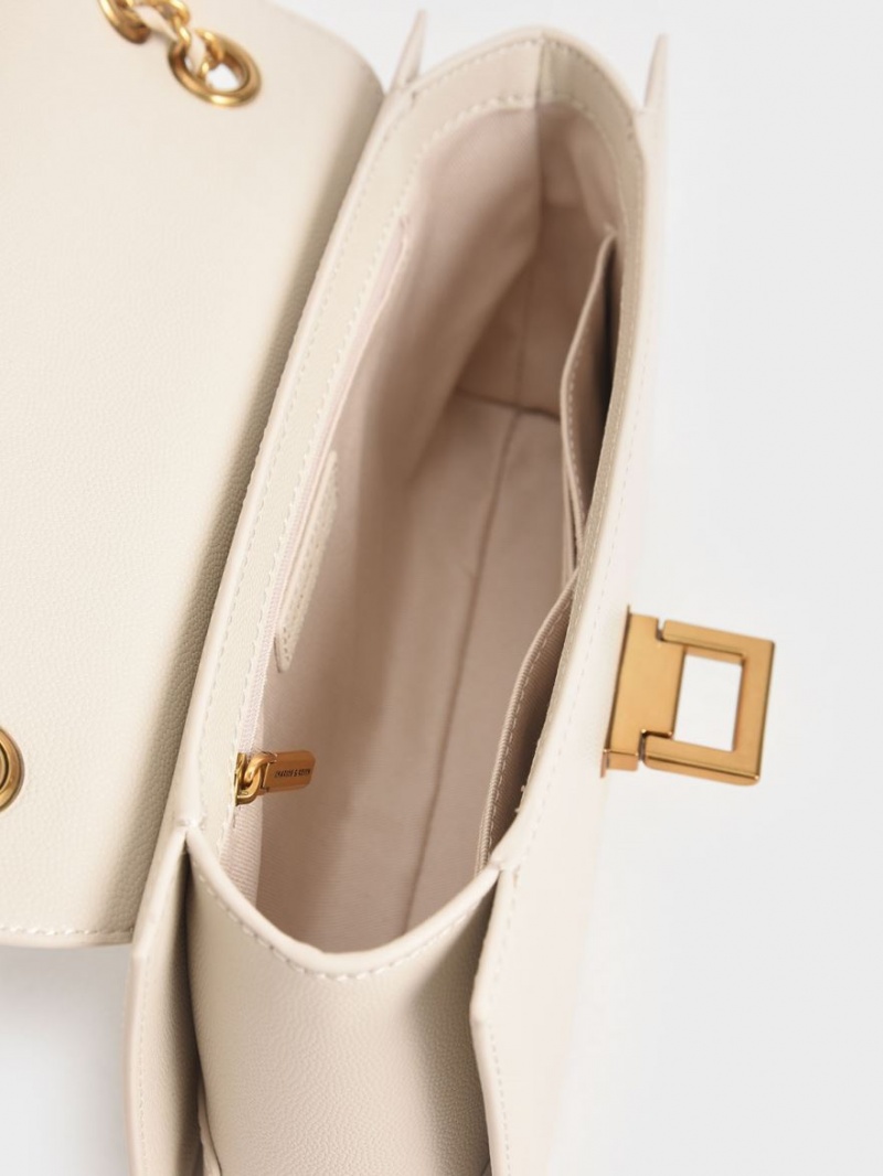 τσάντεσ ώμου Charles And Keith Chain λουρακια Evening κρέμα | 52419-HAGE