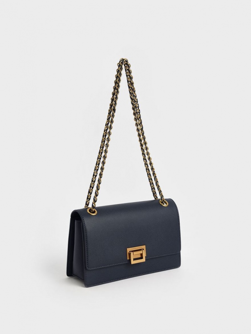τσάντεσ ώμου Charles And Keith Chain σκουρο μπλε | 53740-OLRS