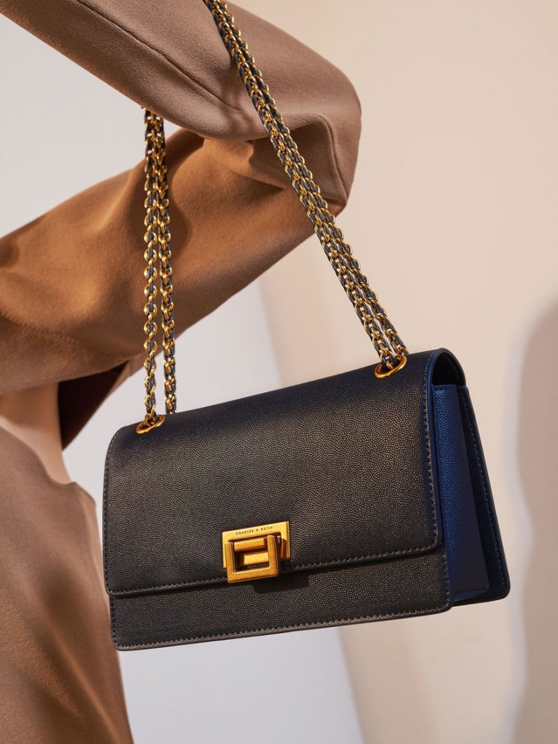 τσάντεσ ώμου Charles And Keith Chain σκουρο μπλε | 53740-OLRS